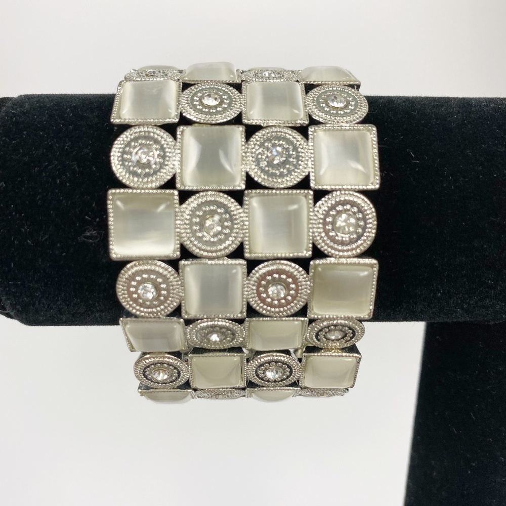 Kendall & James silver & gray bangle stretch BRACELET fashion jewelry NEW